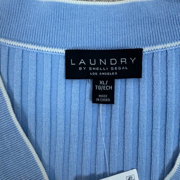 Laundry‎ by Shelli Segal Short Sleeve V-Neck Cardigan Sweater Light Blue Size XL - Picture 3 of 4